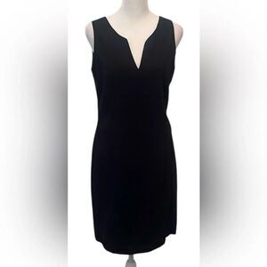 Vintage Spiegel sz6 sleeveless navy sheath dress back zip lined back slit EVC